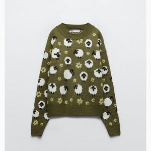 Zara animal jacquard knit sweater